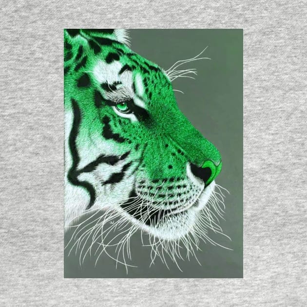 Emerald green and white siberian tiger by LukjanovArt